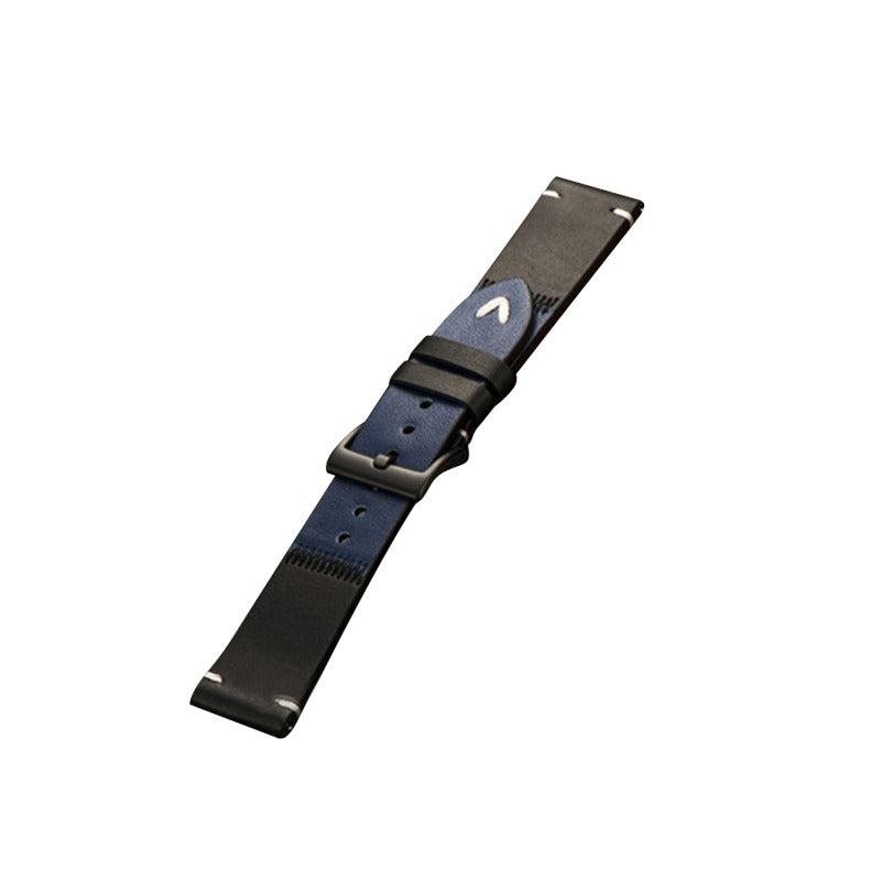 Sangle en cuir bleu et noir