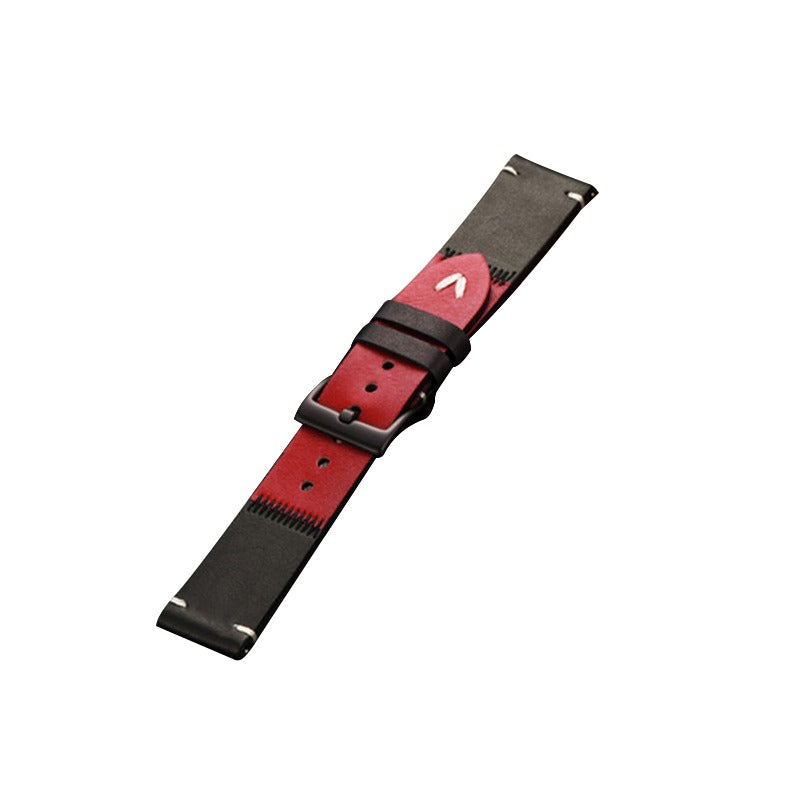 Red and black leather strap